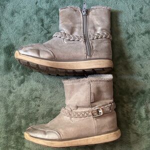 Stride Rite Gray Kids Boots with Braided Detail